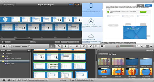 Visualização de sobreposição de vídeo do iMovie