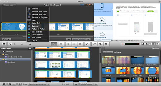 Sobreposição de vídeo do iMovie