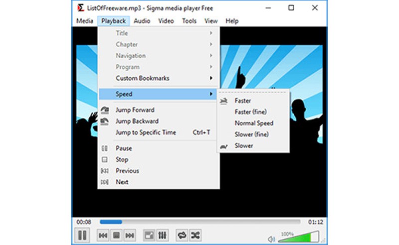 Sigma Media Player com controle de velocidade