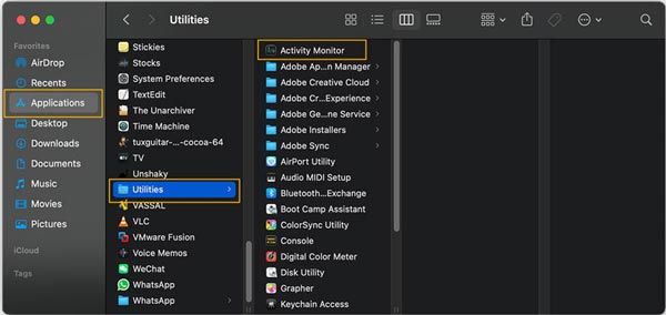 Abra o Monitor de Atividades no Mac