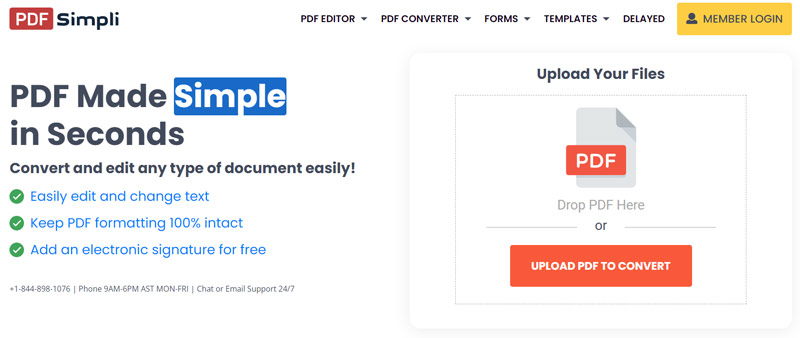 PDFSimpli Criador de Editor de PDF Online