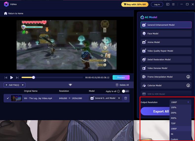 Escolha a resolução e o formato