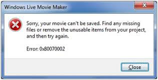 Código de erro do Windows Movie Maker