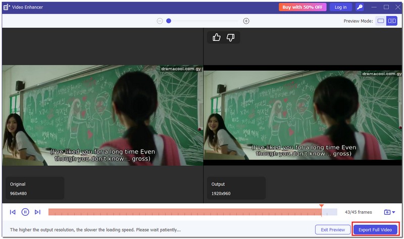 Clique em Exportar vídeo completo