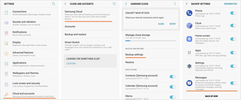 Faça backup de mensagens Samsung com Samsung Cloud