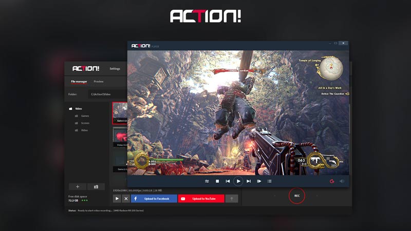 gravação de jogo de ação