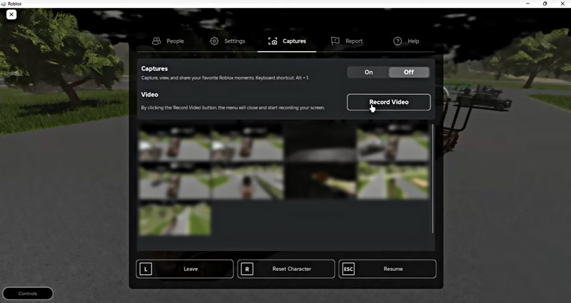 Grave vídeos de jogos do Roblox com o gravador integrado.
