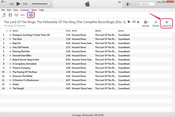 Importar faixa de áudio do CD para a biblioteca do iTunes