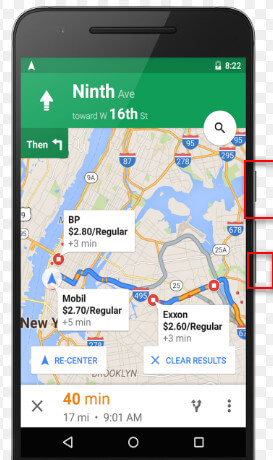 Captura de tela do Google Maps no Android
