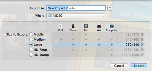 Exportar apresentação de slides do iMovie