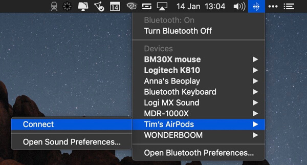 Conecte AirPods ao Mac
