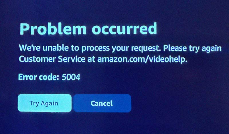 Código de erro 5004 do Amazon Prime Video