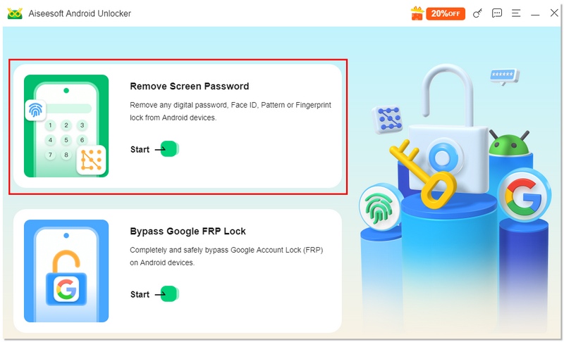 Escolha Remover senha da tela