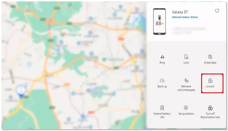 Selecione a opção de desbloqueio.