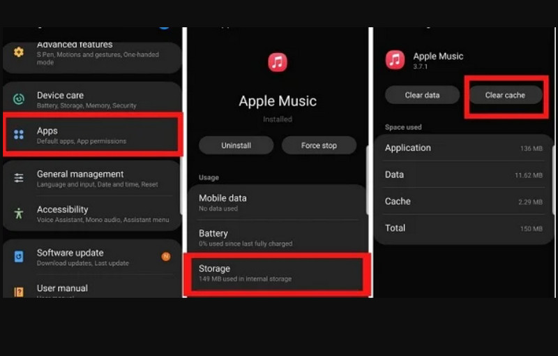 Limpar cache Apple Music Android