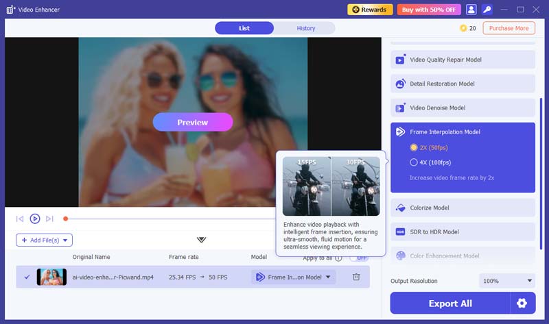 Selecione o modelo de interpolação de quadros
