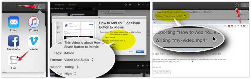 Exportar MOV para MP4 no iMovie para Mac