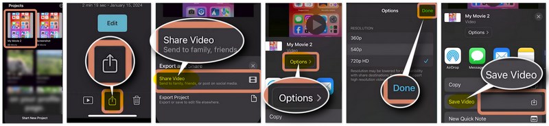 Salvar filme do iMovie como MP4 no iPhone/iPad