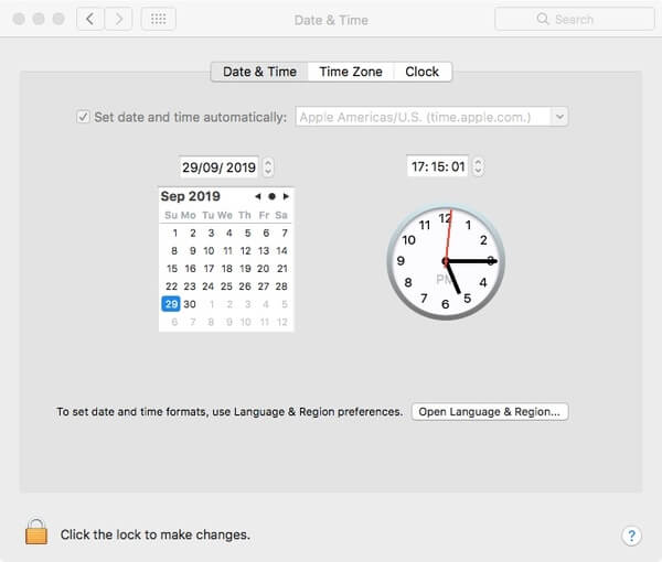 Verifique a data do FaceTime