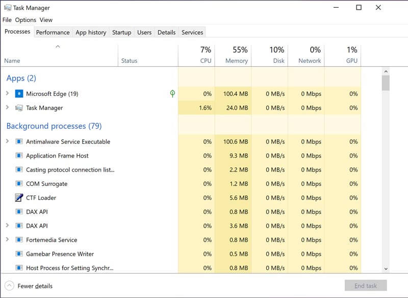 Libere memória da CPU