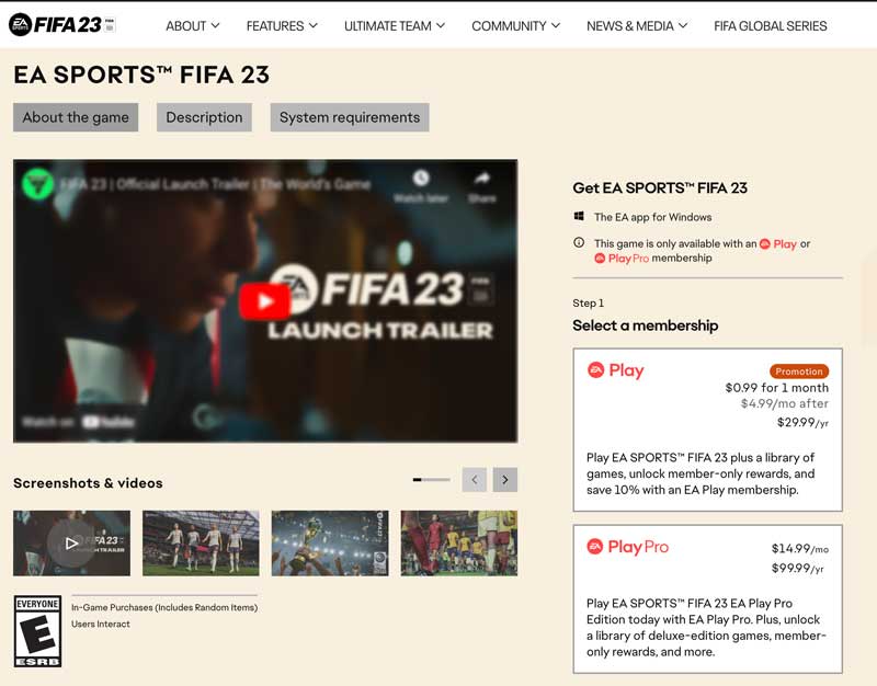 FIFA 23 para PC Site de esportes da EA