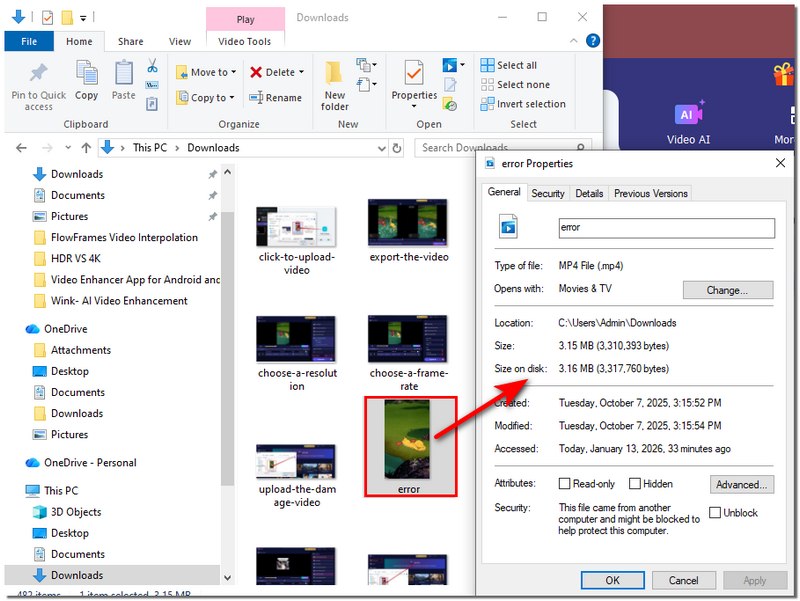 Open Video Properties