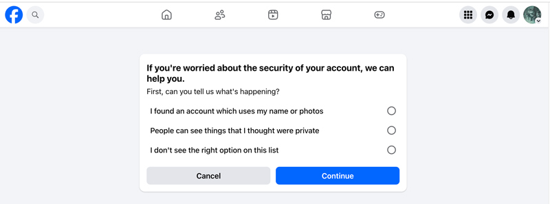 Página do Facebook hackeada
