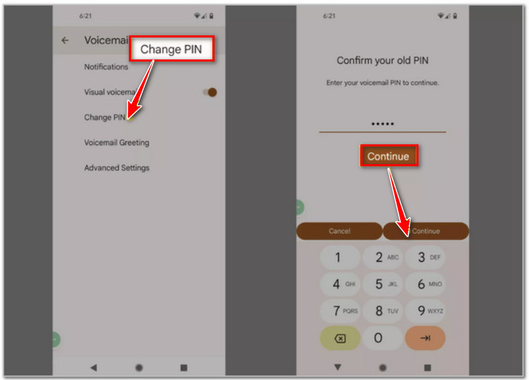 Insira uma nova senha para o correio de voz.