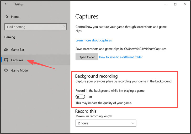 Desativar a gravação em segundo plano da Barra de Jogos no Windows 11/10
