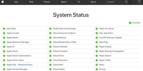 Verifique o status do iCloud