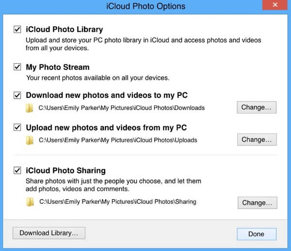 Ativar biblioteca/compartilhamento de fotos do iCloud