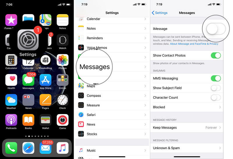 Reinicie o iMessage