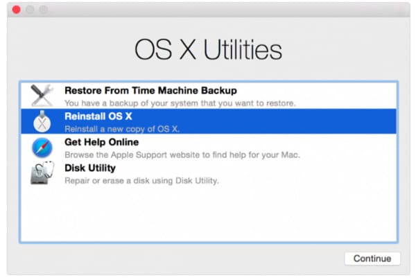 Reinstale o Mac OS-X com recuperação pela Internet