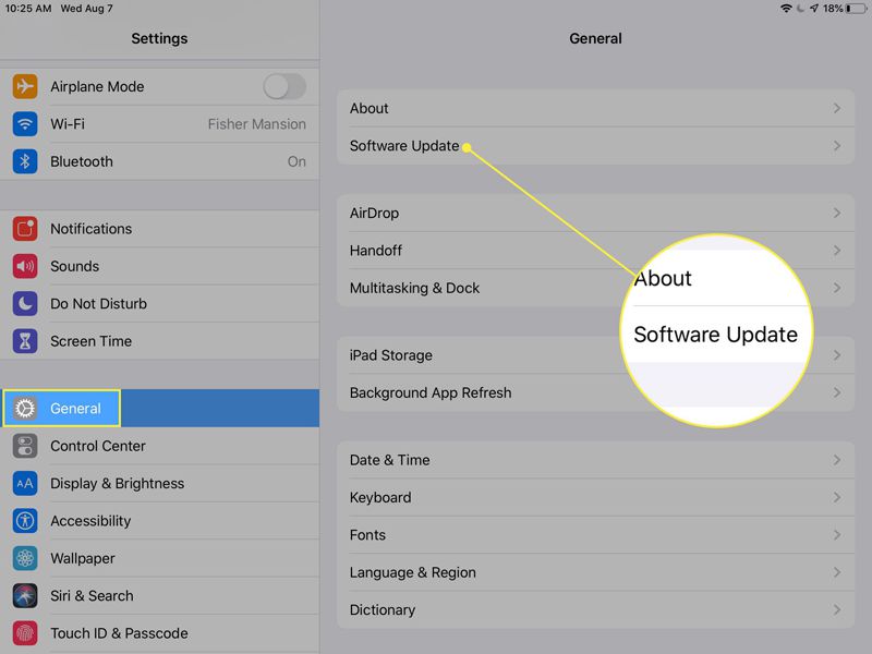 Atualize o iPad para corrigir o espelhamento de tela não funcionando