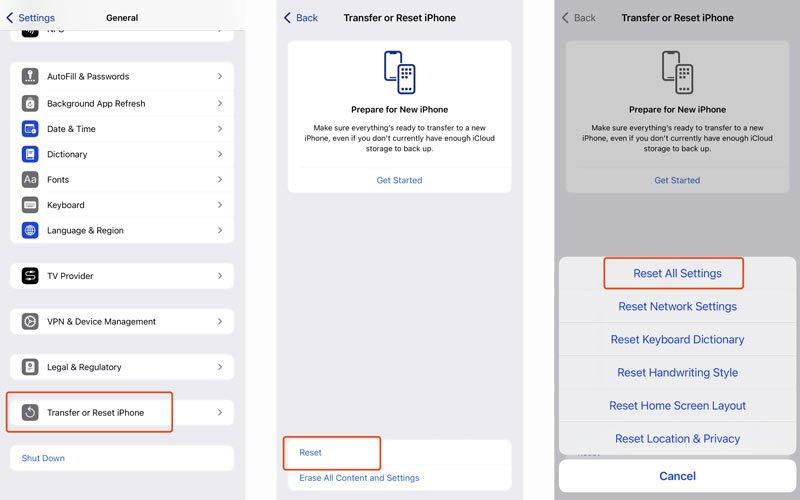 Redefinir todas as configurações no iPhone iOS 18