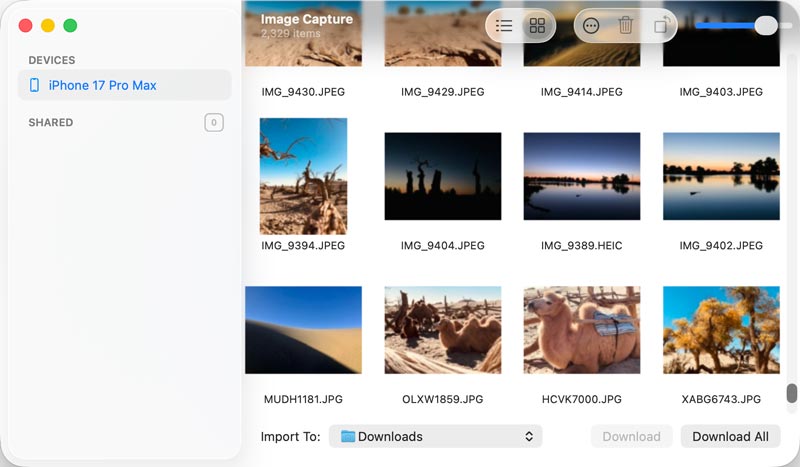 Conectar iPhone ao Mac para captura de imagens
