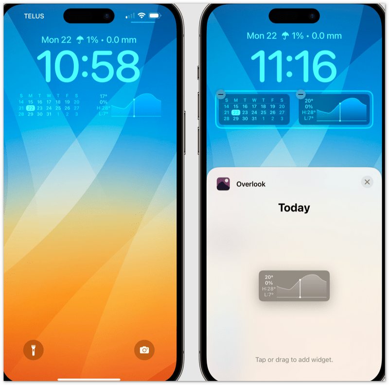 Acesse os widgets da tela de bloqueio do iPhone "Visualizar hoje".
