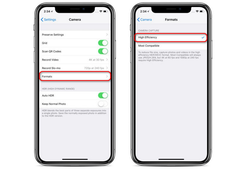 Configurações da câmera do iPhone de alta eficiência