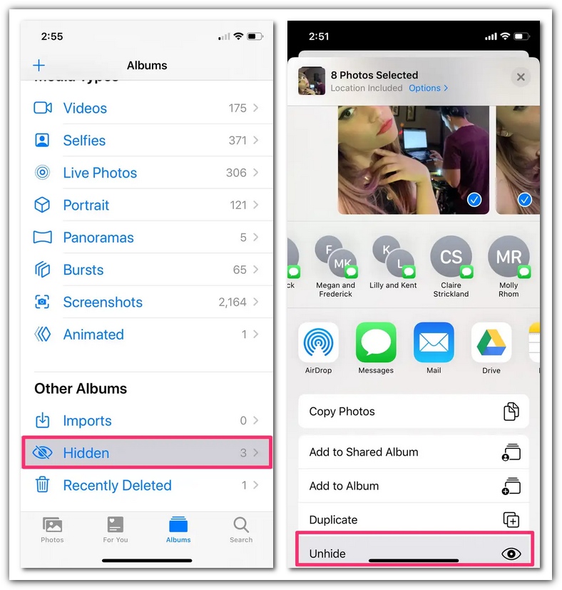 Reexibir fotos no iPhone