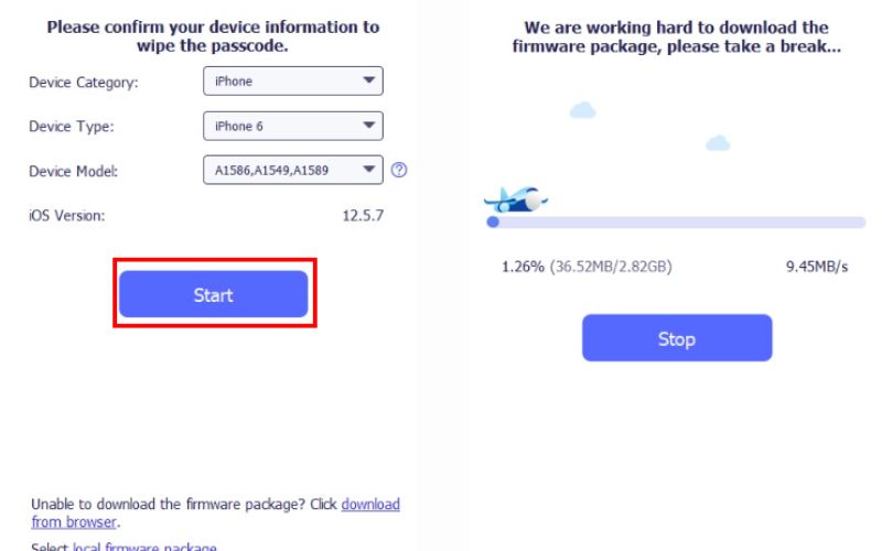 Verifique as informações e comece