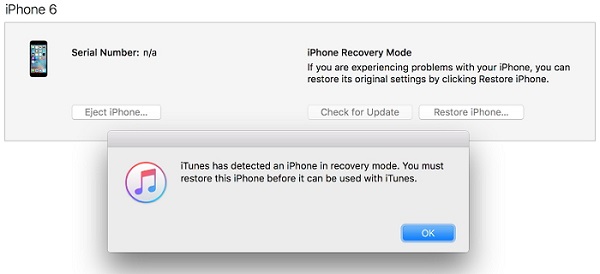 restauração do itunes do modo de recuperação do iphone