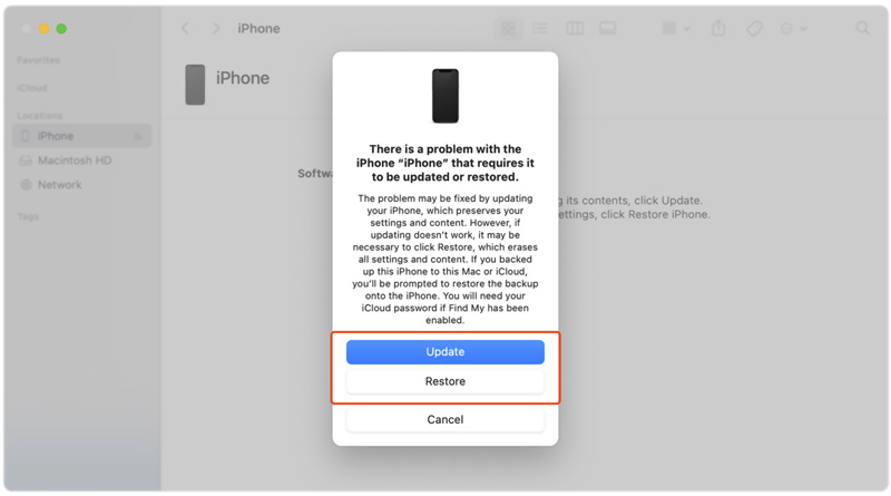 Atualização do Modo de Recuperação Restaurar iPhone