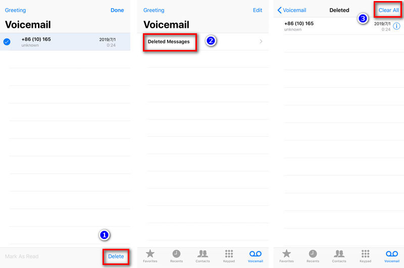 Limpar correio de voz excluído do iPhone