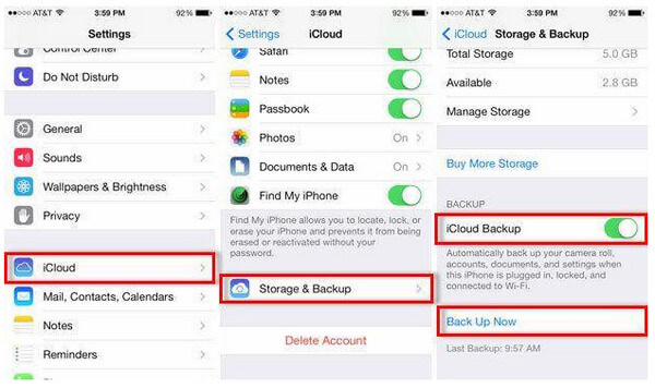 Ativar backup do iCloud