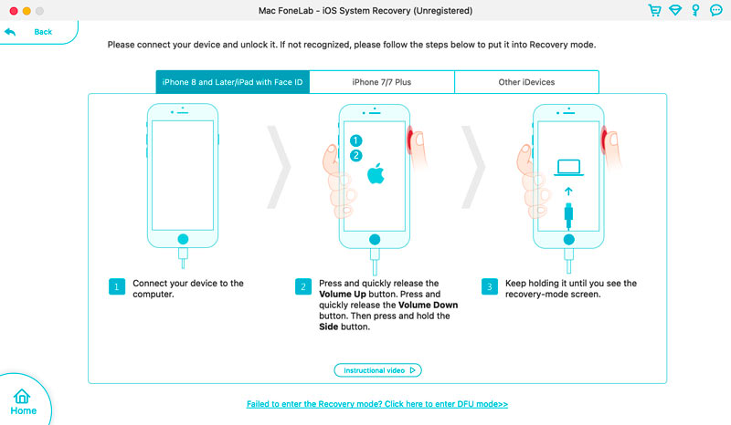 Conecte o iPhone colocado no modo de recuperação