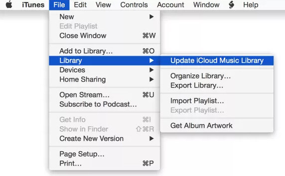 Atualizar a biblioteca de músicas do iCloud