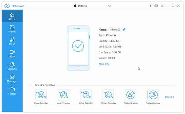 Interface do Mobiesync