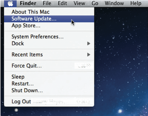 Atualização de software no Mac