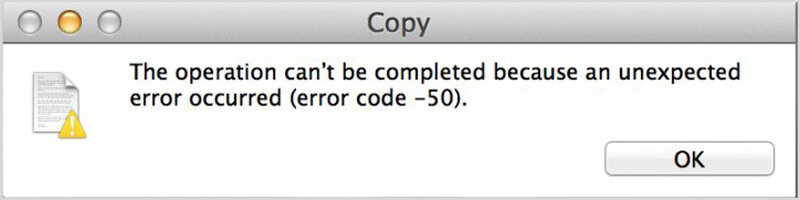 Código de erro 50 do Mac
