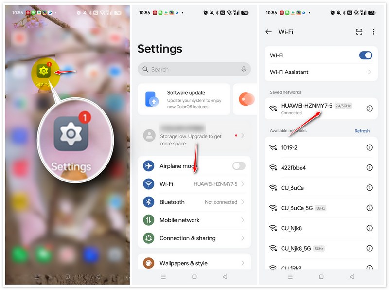 Verifique a rede Wi-Fi